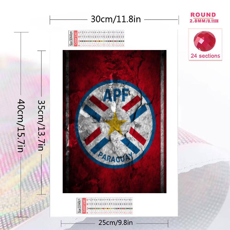 Paraguay national football Pattern 3pcs 100% Round Full Drill 5D DIY Diamond Painting Embroidery Cross Stitch Rhinestone Décor