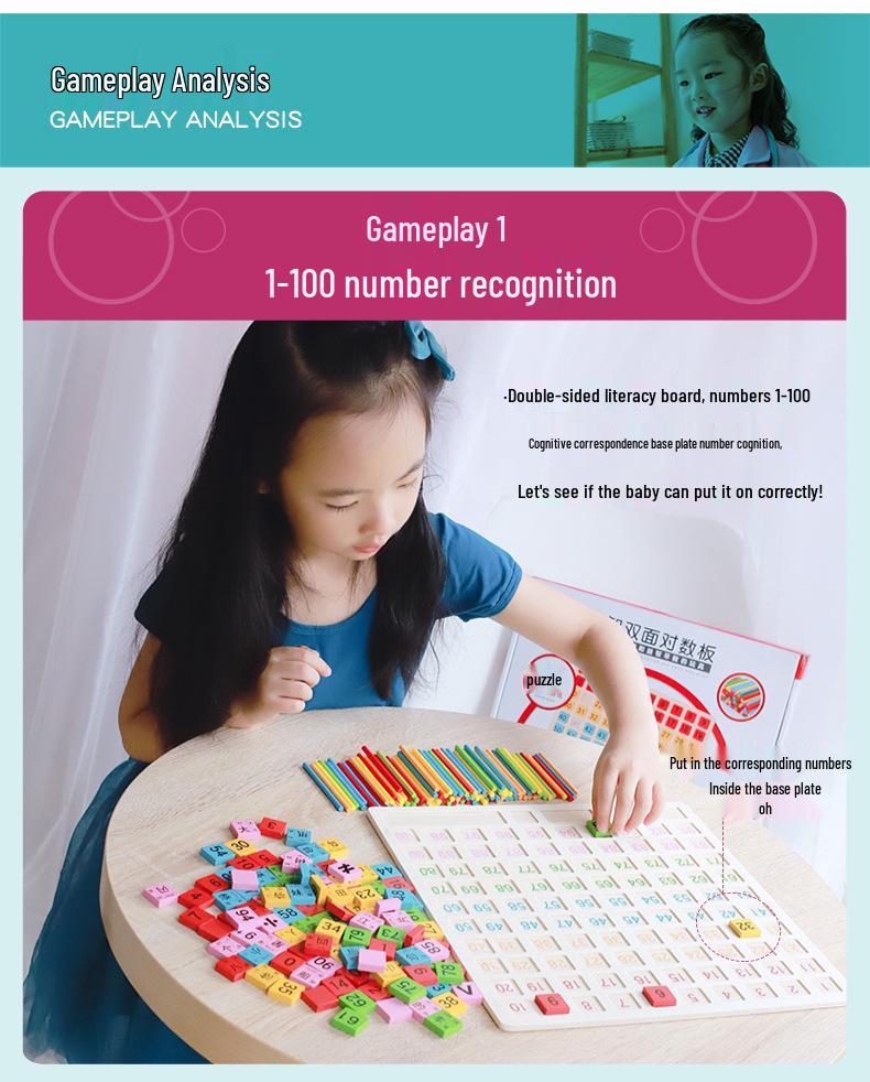Number Recognition Blocks: 1-100 Learning Toy for Ages 3-6, Math & Literacy Educational Aid