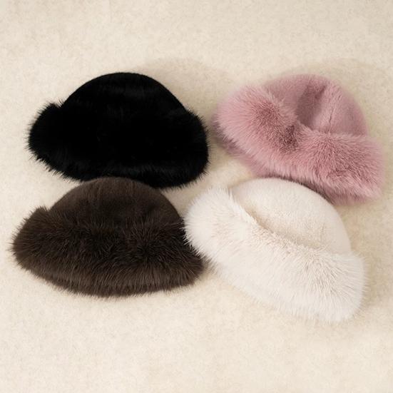 Women Hat Solid Color Soft Imitation Mink Fur Hat Ear Protection Thickened Warm Autumn Winter Fluffy Hat