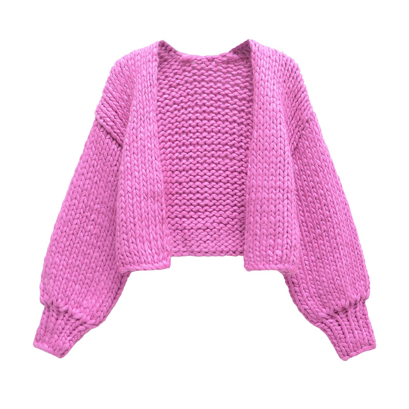 

Женская зимняя мода 2024: Универсальный многоцветный кардиган свободного кроя с длинным рукавом Medium фуксия