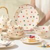 Vintage Polka Dot Bowls Plates Tableware High Aesthetic Value Ceramic Soup Bowls Plates Chopsticks Set