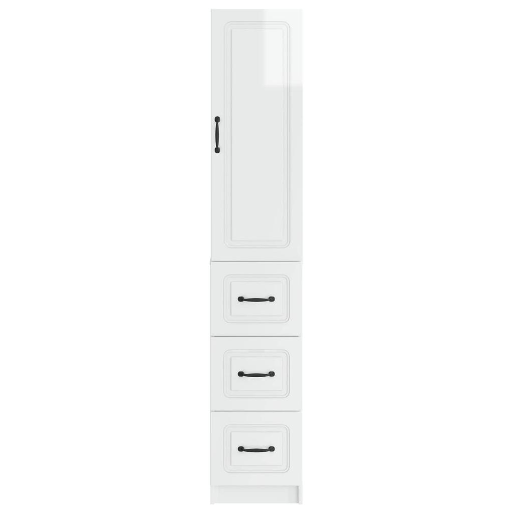 Cabinet Set 2 Pcs High Gloss White 33 X 34.5 X 87 Cm Engineered Wood