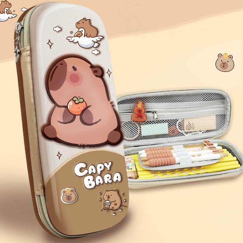 3D Stereo Cute Capybara Pencil Case Drop Resistant Waterproof Student School Supplies Storage Box Hard Shell Decompression Case