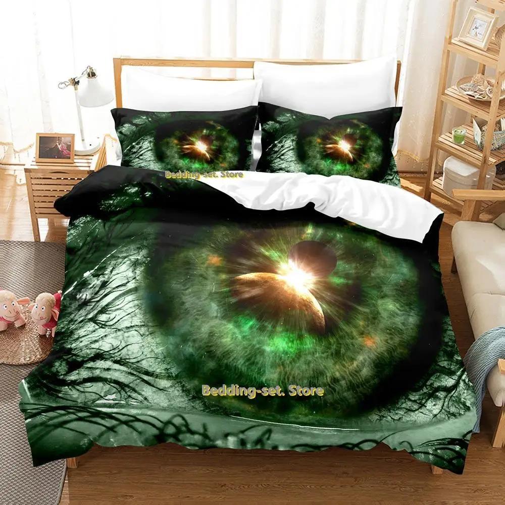 Worldeater Galaxy Eye Watercolor Artistic Eye Bedding Set Cartoon Anime Three-piece Set Adult Kid Bedroom Duvetcover Sets