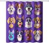 Cute Dog Children's Shower Curtain, Blue Background Children's Dog Theme Decorated Shower Curtain, Pet Lover Bathroom Decoration