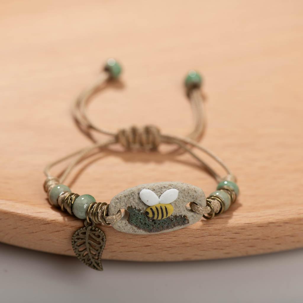 Forest Series Plant hand-kneaded Ceramic Adjustable DIY Bracelet For Women Gift Jewelry #CZ501