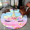 Unicorn Animal 3D Cartoon Round Area Rug,Circle Carpet Rug for Living Room Children's Bedroom Sofa Decor,Kid Non-slip Floor Mat