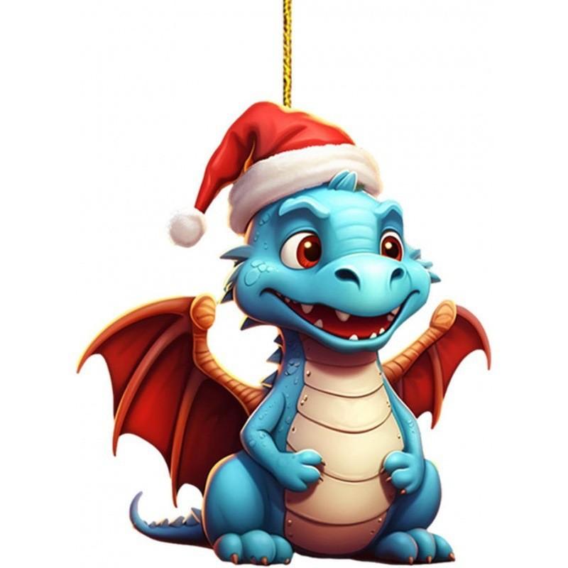 

Vibrant Cartoon Dinosaur Acrylic Hanging Car Decoration For Merry Spirit Christmas 1