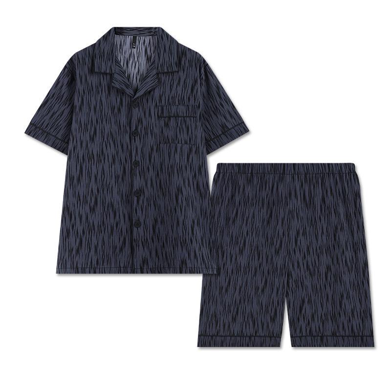 2026 Men's Ice Silk Summer Pajamas: Short Sleeve, Lightweight Homewear for Teen Boys