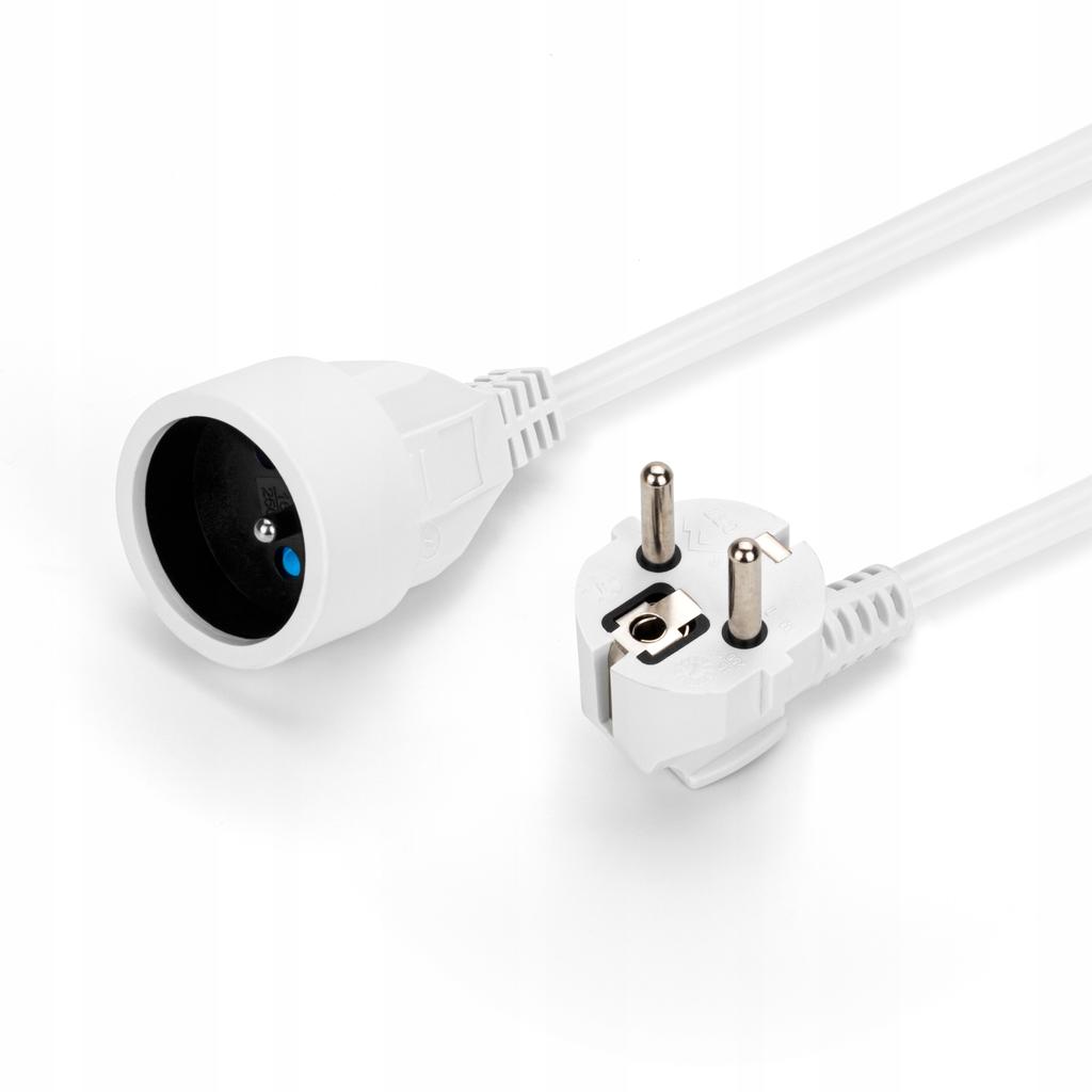 Garden extension cord, single Montis 3 m, 1 socket, white, 20IP, 16A