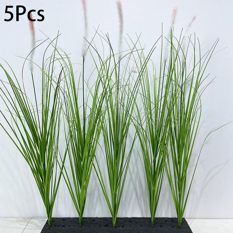 5Pcs Artificial Plants 60cm Fake Plants Lifelike Green Plant Decor Outdoor Indoor Decor Floral Arrangements Foxtail Grass