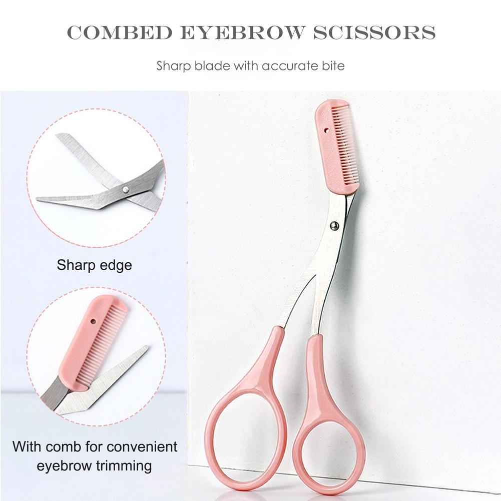 3PCS Eyebrow Trimmer Set Eyebrow Scissors With Comb Crescent Trimmer Makeup Tools Eyebrow J2S0