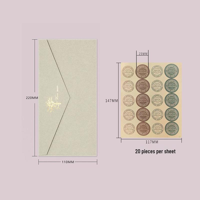 Retro Hot Stamping 5-Piece Envelope & Seal Set for Western-Style Greeting Cards and Qixi Festival Invitations