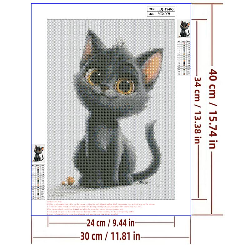 5d DIY Diamond Painting Cross Stitch Cartoon Cute Animal Grey Cat Diamond Embroidery Mosaic Full Round Drill Home Decor Arts