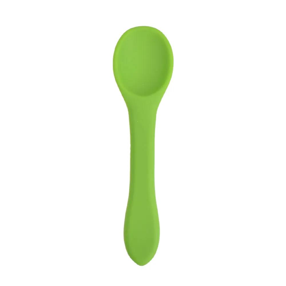 1PCS Full Silicone Spoon For  Utensils Food Grade Silicone Free Dishes Feeding Set Easy To Rinse  Tableware