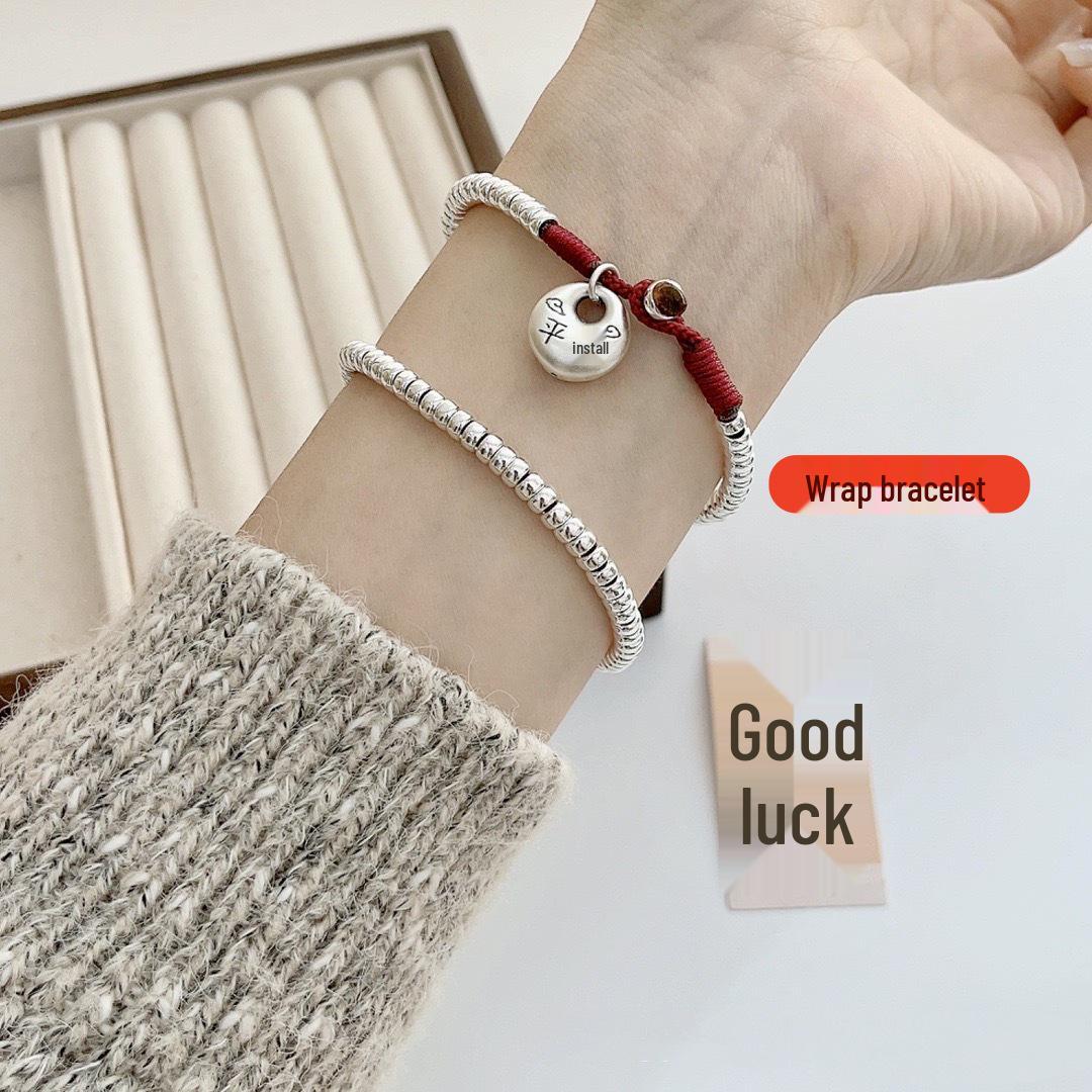 

Браслет из стерлингового серебра S925 с красной веревкой и бусиной в виде колеса от автомобиля - Подарок для лучшей подруги на год зодиака 925 Silver