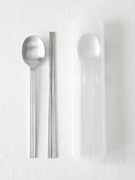 Kamomekitchen Pleated All-Stainless Steel Spoon Set + Adult Spoon Case Matte