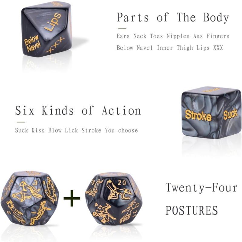 1 Set of 4 Marbled Engraved Glow-in-The-Dark Dice Set, Adult Polyhedral Game Accessories