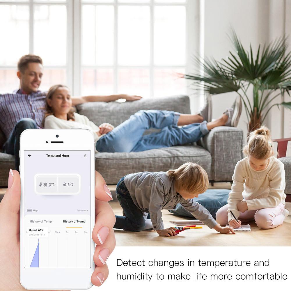Wi-Fi   Hygrometer Thermometer Smart Temperature Humidity Sensor 30 Days Historical Data Compatible with    Assistant Intelligent Linkage Wir