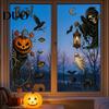 Versatile Holiday Glass Decorations 6Pcs Halloween Window Stickers, Ghost Pumpkin Grim Reaper Wall Decals, Large Decorative Scene Murals