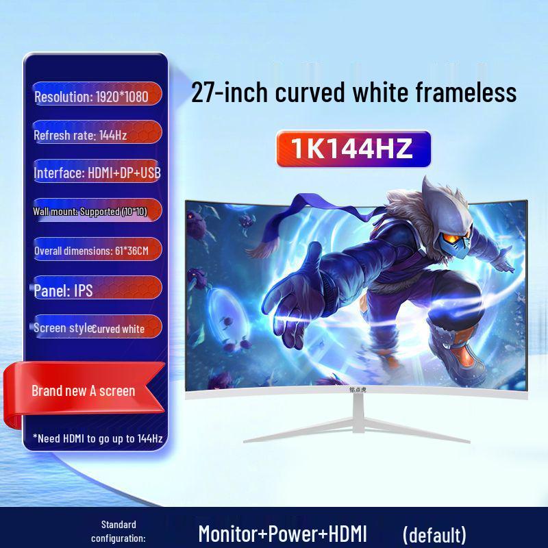 New 27-inch 2K 144Hz Curved Gaming Monitor - Ultra-Thin Bezel-Less Design
