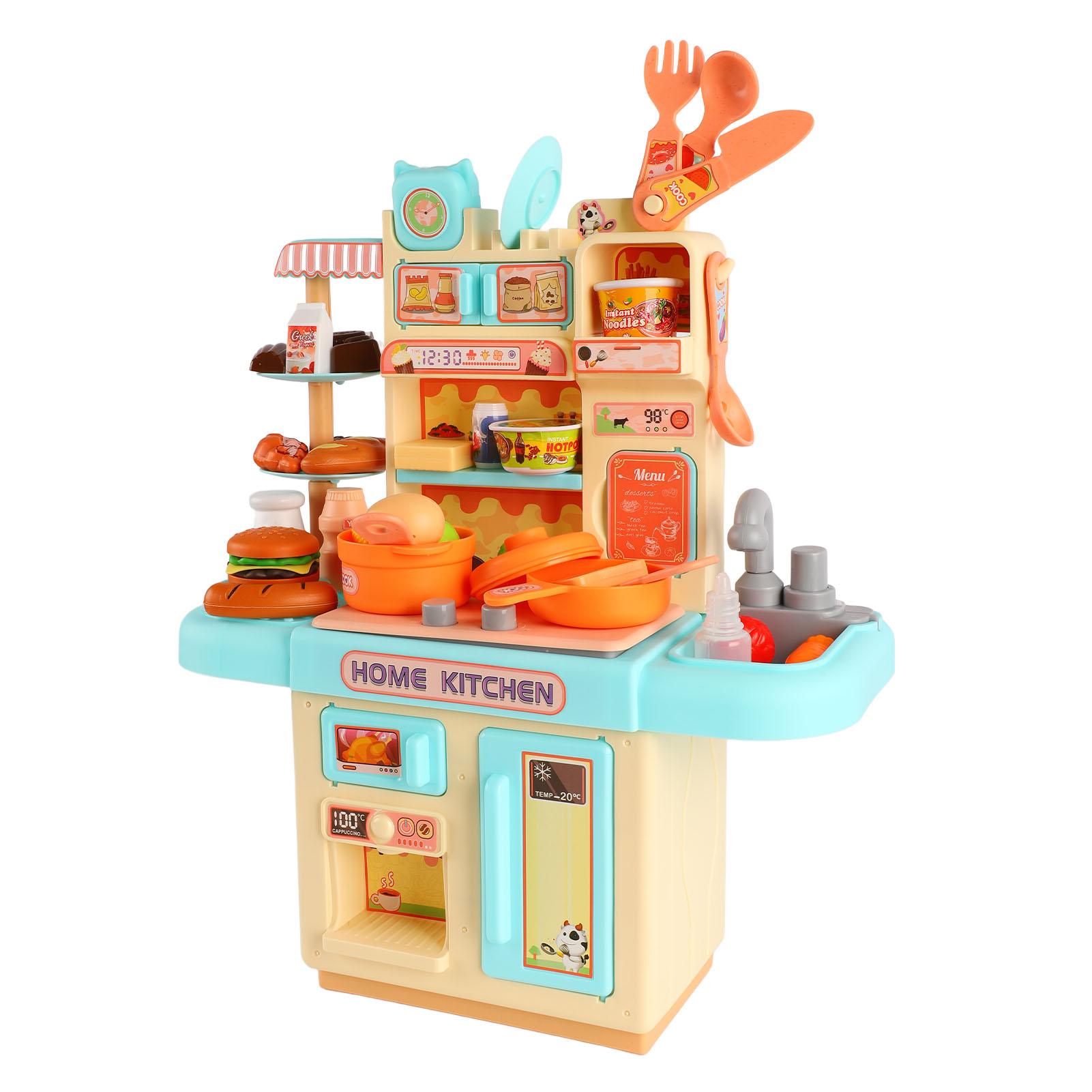 

Детский кухонный игровой набор Реалистичный звук распыления Свет Ролевая игра Кухонный игровой набор для малышей от 3 до 8 лет Синий