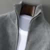 Men's High Neck Zippered Wool Cardigan Sweater for Autumn and Winter