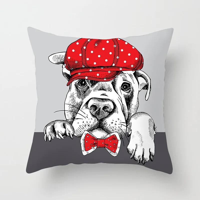 

Наволочка с изображением животных, плюшевый декор, классная подушка, оптовая продажа, популярный мультяшный милый серый чехол для дивана с изображением собаки в стиле панк 40x40cm