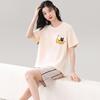 Couple's Summer Cotton Pajama Set: Cute Short Sleeve & Shorts for Women, Wear-Outside Style for Men.