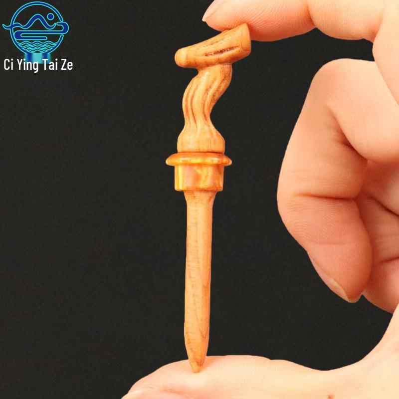 

Пробка для тыквы из персикового дерева с головой дракона: Аксессуар Вэньвань в стиле меча, сделанный своими руками