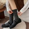 Cotton Blend Mid-calf Knit Socks Bow Button Ballet Winter Socks  for Winter Warmth