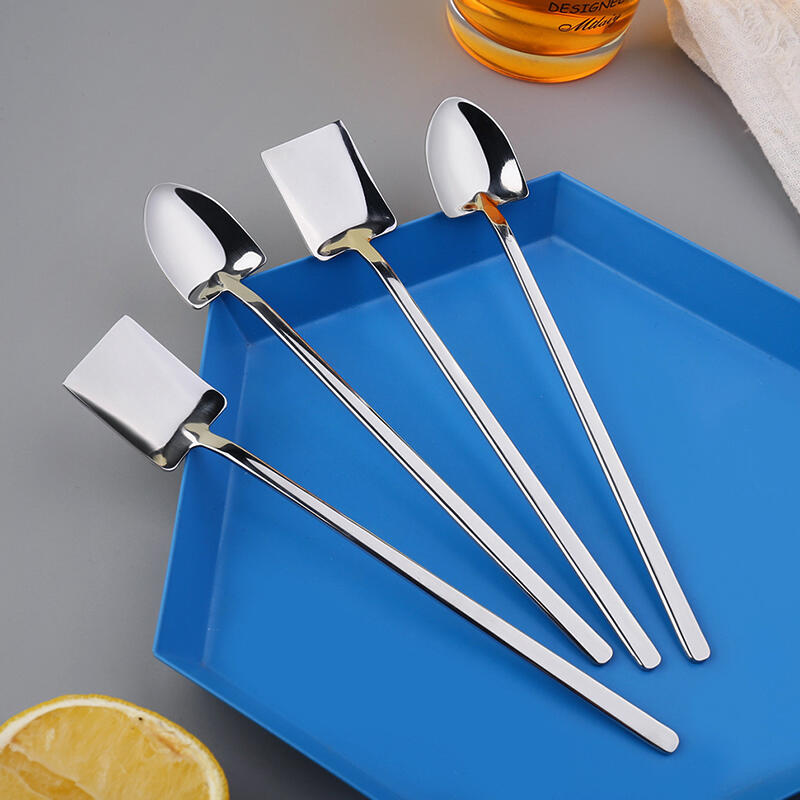 Spade-shaped Stainless Steel Teaspoon Dessert Long Spoon 18cm DD-11695
