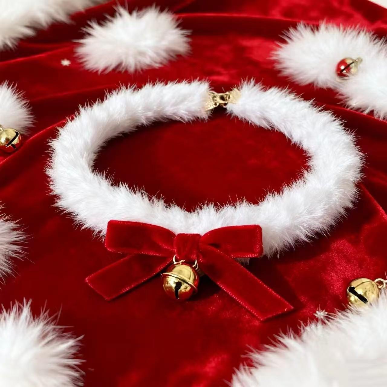 

Velvet Bow Bell Apple Choker Necklace for Autumn/Winter Christmas Party Bow