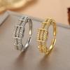 Women's Luxury Adjustable Open Diamond Ring with Cross Double Row and Belt Design