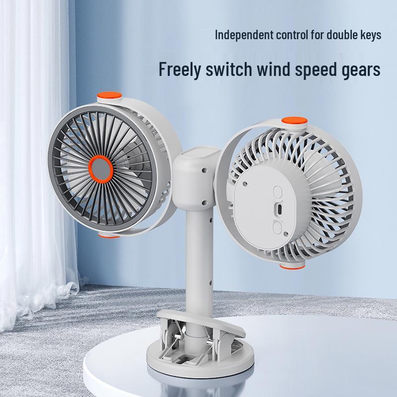 Dual-Headed Smart Clip & Wall-Mount Fan, Portable Low-Noise Circulation Desktop Fan for Home