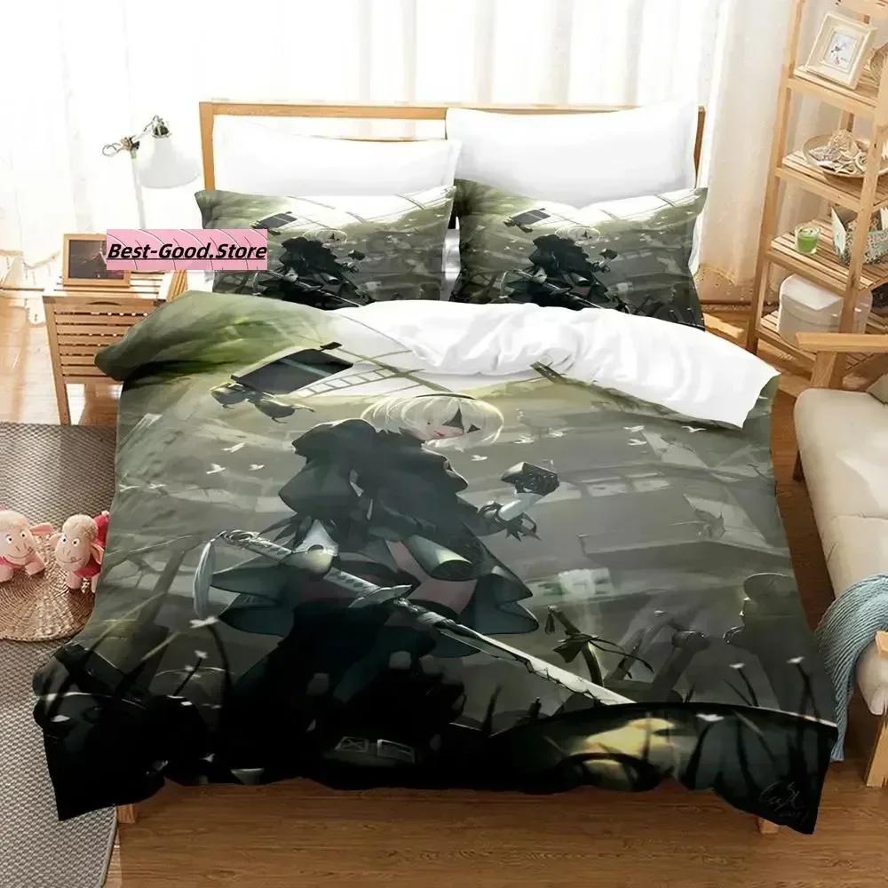 NieRAutomata Bedding Set Single Twin Full Queen King Size Bed Set Aldult Kid Bedroom Duvetcover Sets 3D Print Game Kawaii