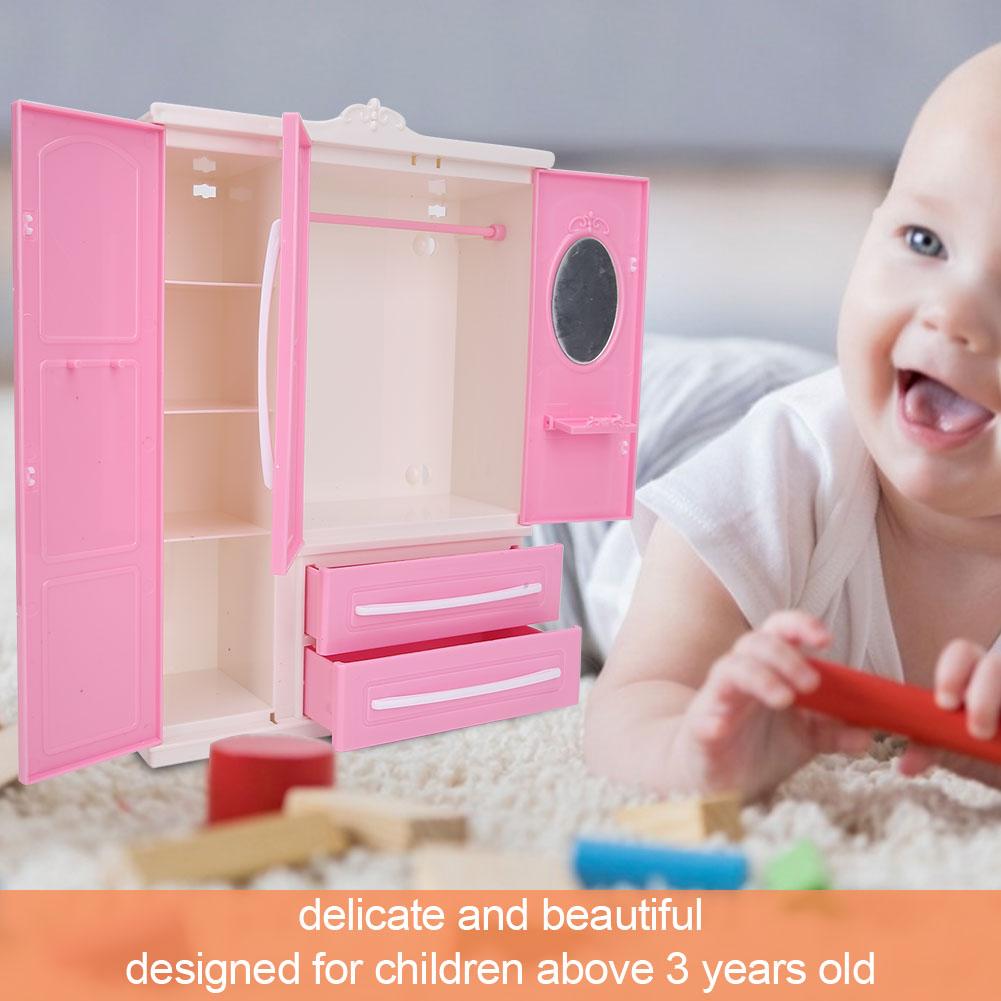 3-Door Dollhouse Wardrobe Dolls Furniture Accessories for Dolls Girls Toys Gift