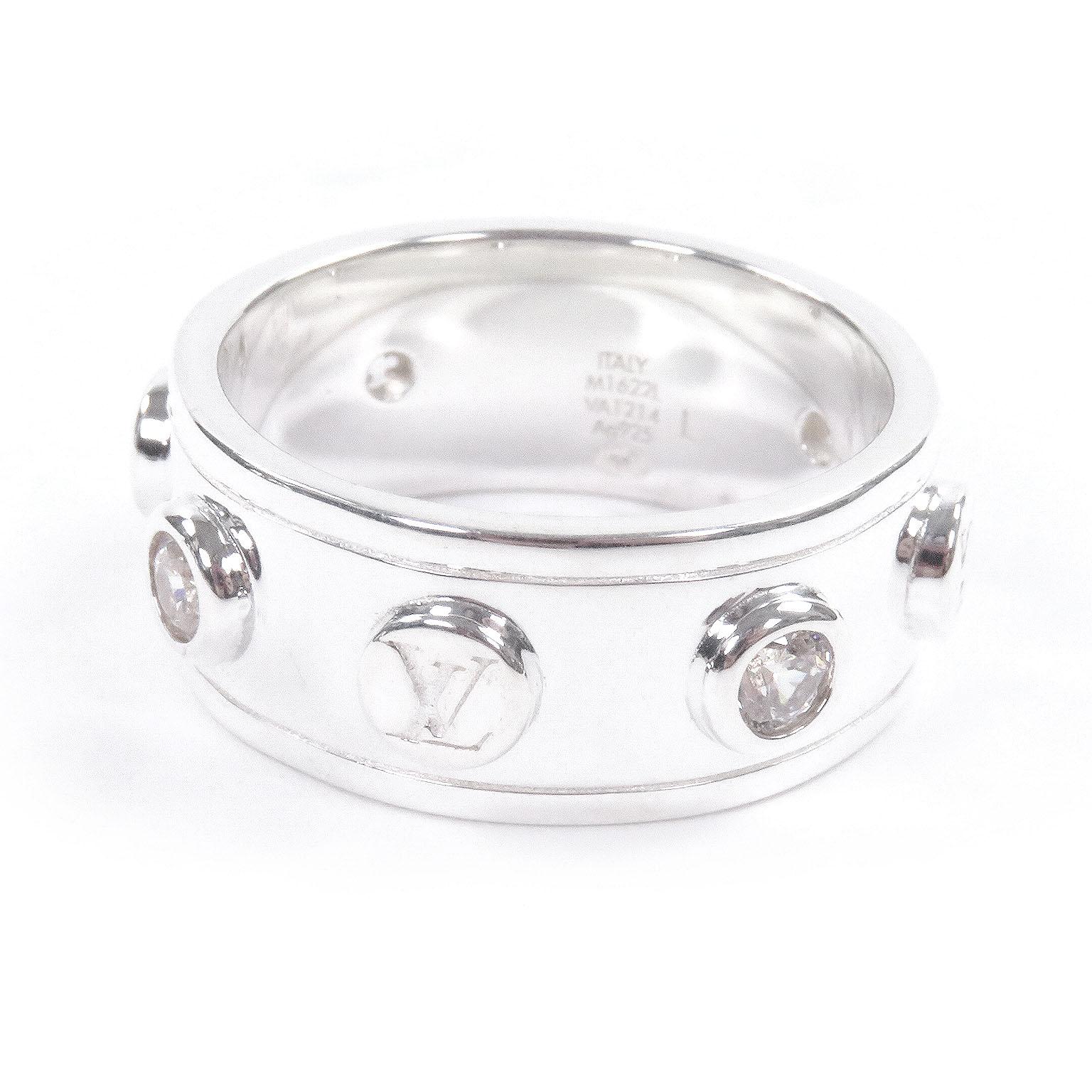

Great LOUIS VUITTON Ring LV logo Silver L M1622L Used