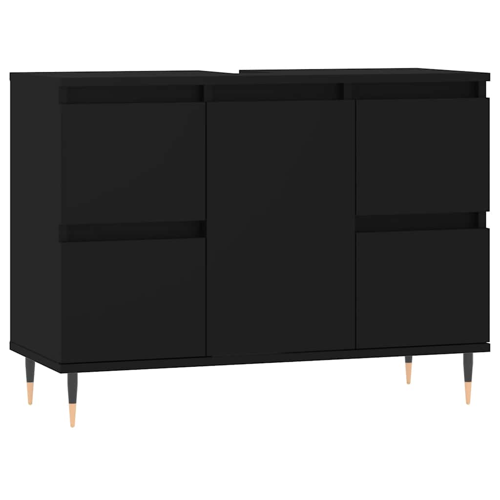 Bathroom Cabinet Black 80x33x60 Cm Particleboard