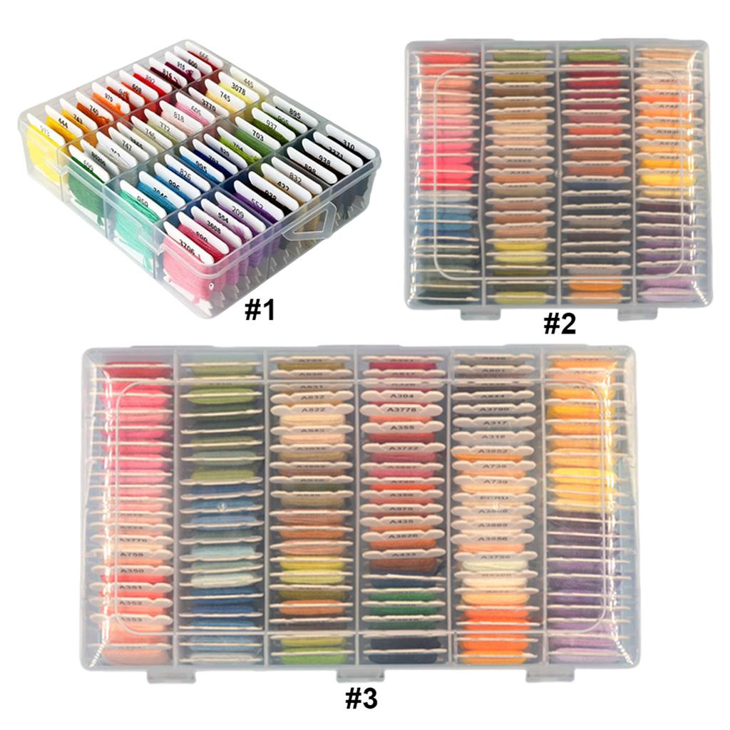 DIY Embroidery Thread with Transparent Storage Box Cross Stitch Tools Embroidery Floss Kit for Halloween Christmas Mothers Day