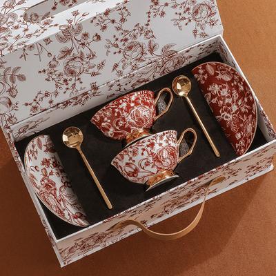 Exquisite Souvenir Bone China Coffee Cup Saucer Set Creative Water Cup Teacup European High Value Teacup Tea Set
