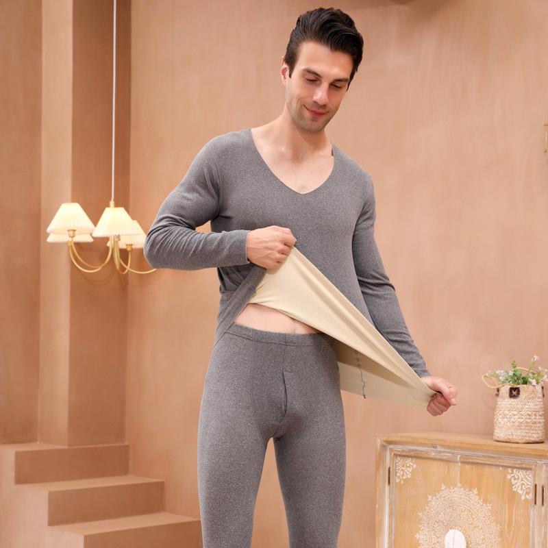 Double-Sided Brushed Seamless Warm Base Layer Set for Men & Women - Fleece-Lined, Perfect for Autumn and Winter