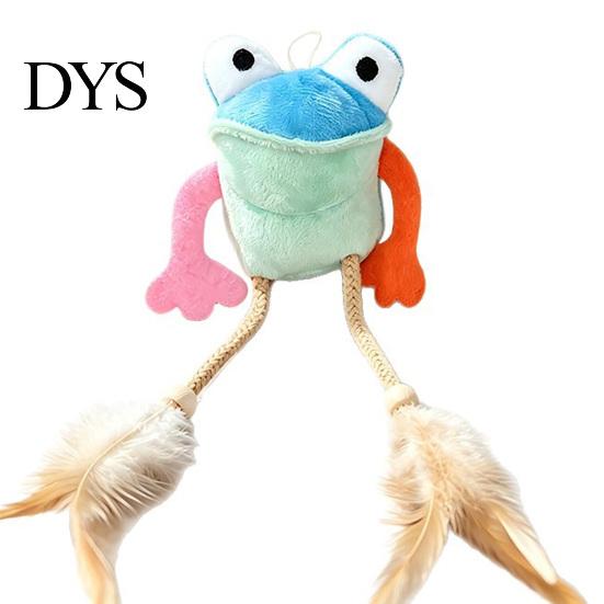 Fun Kitten Gift for Pet Owners Plush Frog Cat Toy, Interactive Toy with Bell And Feathers, Supplies Playtime Woven Rope Long Leg Frog, Chew