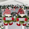 Yousheng Lighted Christmas Gnome Wreath Artificial Pine Spruce Wreath for Front Door Swedish Tomte Hanging Sign for Xmas Porch Indoor Outdoor Home