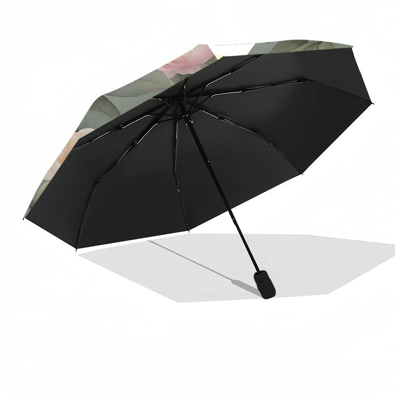 1PC Floral Pattern Umbrella-8-Rib Reinforced Portable Folding Travel Suitable for All Seasons Outdoor Daily , Fun Design-Z0420