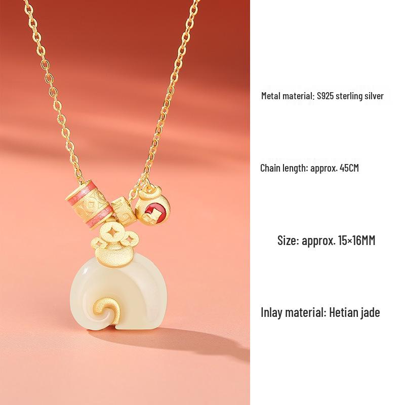 

Natural Hetian Jade Elephant Necklace, Women s Fashion, S925 Silver, Lucky Coin Bag Pendant, Exquisite Clavicle Chain.