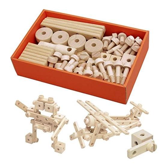 Sakai Sangyo Gujo Hachiman Screw Play (75 Pieces) Ages 3 and up - ST Certification, Wooden, Unpainted, Children s Day Toy, 3D Puzzle, Educational