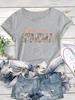 Grandma Print Comfortable And Soft Sports T-shirt, Short Sleeve Causal Running Crew Neck Top, Women's Activewear
