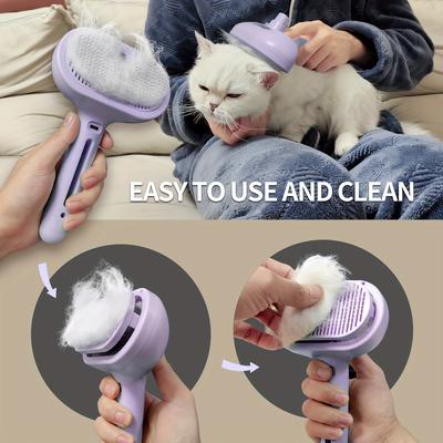 Multifunctional Cat Steam Brush - USB Rechargeable Pet Grooming Tool for Shedding and Cleaning, Stainless Steel Bristles, Water-Activated