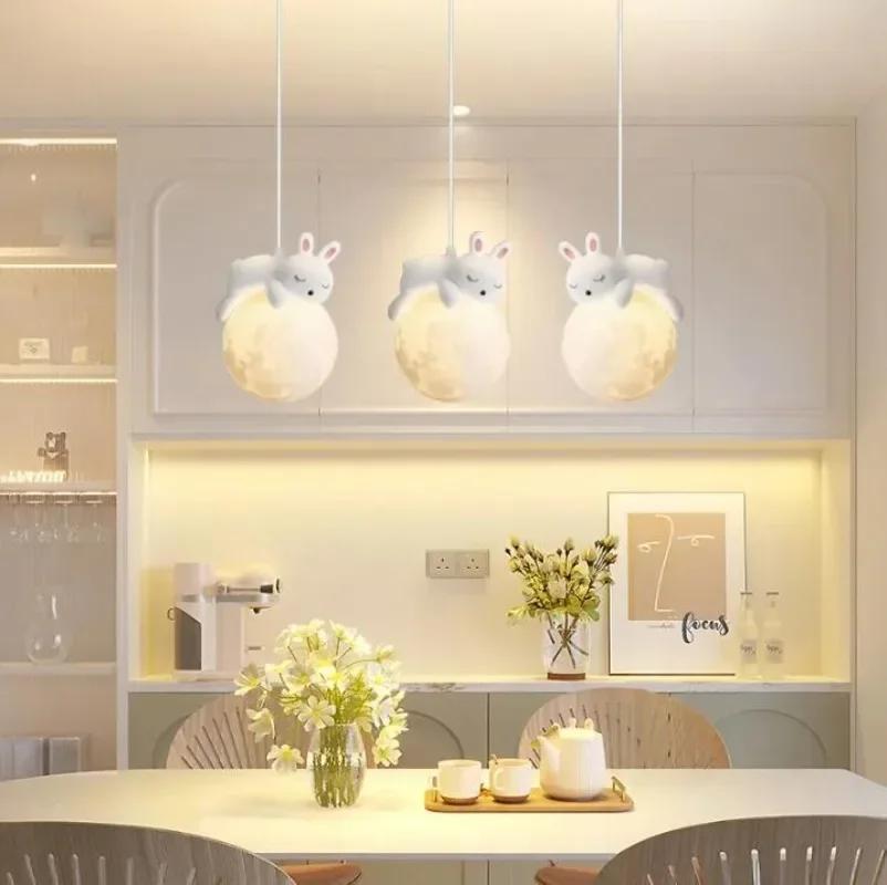 Little Bear Children's Room Pendant Lights LED Minimalist Chandelier Nordic Home Decoration Bedroom Bedside Hanging Lamp Fixture